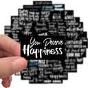 61PCS Black Inspirational Positive Quote Vinyl Sticker for Vision Board Supplies Waterproof, Motivational Decals for Water Bottle, Car, Skateboard, Laptop, Luggage