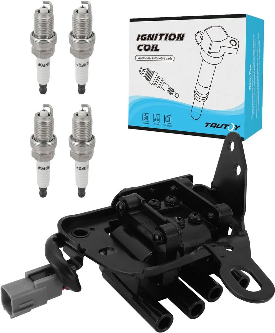 1 PC UF593 Ignition Coil Pack & 4 PCS Iridium Spark Plugs For Kia Soul 2.0L L4 2010-2011,For Hyundai Elantra 2.0L 2007-2012,Replace # ZFR5FGP 27301-23900 7098