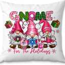 Fuasei Pink Christmas Gnomes Pillow Covers 18x18, Gnome Decorations, Pink Xmas Decor for Couch Bed, Living Room Bedroom Home (Christmas-bz-15k-one-17)