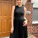 ZESICA Women's Summer Sleeveless Mini Dress 2026 Crewneck A Line Knit Pleated Swing Business Casual Work Party Short Dresses (Black, Large)