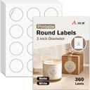 A-SUB 2" Round Label Stickers for Inkjet or Laser Printer, Matte White, 360 Printable Circle Stickers for Custom Logo, Thank You Labels