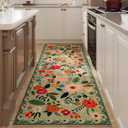 Rugcomf Runner Rug for Hallways Kitchen Rug Non Slip 2'6''x8' Washable Runner Rugs with Rubber Backing Soft Floral Carpet Runner for Hallways, Kitchen, Laundry, Bedroom, Bathroom (Green)