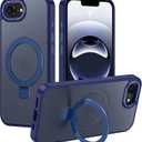 for iPhone 17e/16e Case,with Magnetic Invisible Stand [Compatible with MagSafe] Shockproof Slim Translucent Anti-Slip Military Drop Protection Cover,Navy Blue