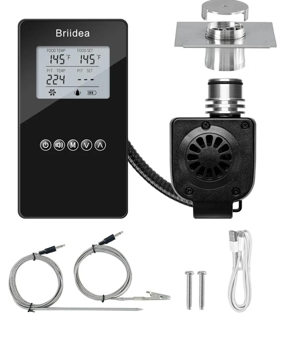 BBQ Temperature Controller, Briidea Automatic Smoker Fan Controller with Dual Probe, Compatible with Big Green Egg, Kamado Joe, Primo, Ceramic Grills, Cypress Grill, Delivers Reliable Heat Control
