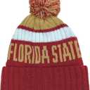 Beanie Knit Hat with Pom Winter Cuffed Cap Sport Fans Gift for Men Women (Red)