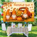 2 x Fall Gnome Backdrop Happy Fall Yall Pumpkin Red Truck Autumn Harvest Banner Sunflower Cotton Background 71x43 Inches Rustic Farmhouse Thanksgiving Indoor Outdoor Party Decoration