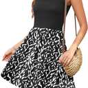 AUSELILY Womens Summer Dress Casual Sleeveless Crewneck T Shirt Sundress Flowy Tiered Swing Mini Dresses (Black, L)