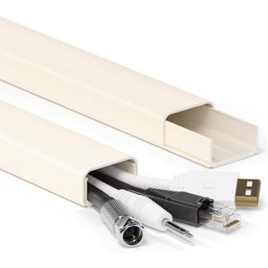 34in (2X L17in) Large Wire Hiders for TV on Wall for 3-4 Cords, TV Cord Hider for Wall Mounted TV, PVC Cable Cover Kit with Pre-Applied Adhesive Tape, Ideal for Wall Mounted TVs, W1.2in H0.7in Beige