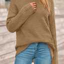 PRETTYGARDEN Womens Sweaters Fall Fashion 2025 Oversized Long Sleeve Mock Neck Chunky Knit Pullover Tops Winter Clothes (L)