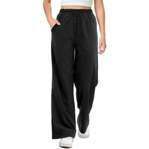 keriffe Women's Wide Leg Casual Palazzo Pants High Waist Summer Flowy Beach Pants Dress Trousers with Pocekts (Black, XL)