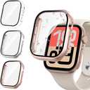 Tensea [3PCS for Apple Watch Screen Protector Case 40mm SE 3/SE 2rd Generation/SE/Series 6/5/4 Accessories, iWatch Protective Face Cover for Women Men, Bumper Tempered Glass for iPhone Watch 40 mm