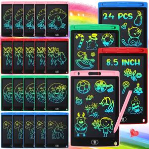 Zhehao 24 Pieces LCD Writing Tablet Doodle Board 8.5 Inch Colorful Reusable Screen Board Pad Reusable Drawing Writing Learning Educational Pad Toys for Girls Boys 8-10 3-10(Classic Round Style)