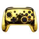 eXtremeRate Chrome Gold Faceplate Backplate Handles for Nintendo Switch Pro Controller, Glossy DIY Replacement Grip Housing Shell Cover for Nintendo Switch Pro - Controller NOT Included