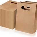 Paterr 60 Pcs Paper Bags with Handles Bulk, 8.7 x 5.9 x 2.4 Inch Small Paper Gift Bags Birthday Party Favor Bags Gift Wrap Bags for Craft Grocery Retail Shopping Business(Brown)