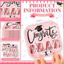 FoldTier 100 Pcs 2026 Graduation Party Dessert Plates Bulk 7 x 7 Inch Congrats Grad Paper Disposable Square Dessert Dinner Plates for Graduation Cocktail Supplies Party Decor (Square,Pink)