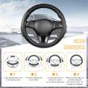 Carbon Fiber Car Steering Wheel Cover, 15 Inch Breathable PU Leather Vehicle Steering Wheel Protector with Anti-Slip Lining, Soft Automotive Interior Accessory, Universal Fit (Black)