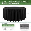 10 Pack Black Round Tablecloth 120 Inch Round Table Cloth Washable Polyester Fabric Bulk Linen Tablecloths Round Table Cover for Parties Wedding Banquet Buffet Dinning