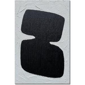 zoinart Hand Painted Black and White Textured Wall Art 24x36 Inches Decorative Oil Paintings on Canvas Abstract Contemporary Art Minimalist Wall Decor