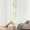RYB HOME Non See Through White Privacy Sheer Curtains 84 inches Long, Light Filtering Grommet Curtains for Nursery Office, Light & Privacy Balance Drapes for Bedroom Living Room, 52" W x 84" L inches
