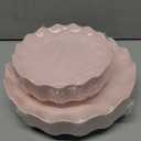 LIYH 24 Pcs Pink Plates Reusable, Pink Plastic Scalloped Plate Durable and Dishwasher Safe,Baby Shower Plate, Light Weight Daisy Plastic Wavy Plates for Wedding Party Birthday (24(12 Guests))