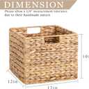 12X12X10in Water Hyacinth Storage Baskets, Wicker Storage Cubes Set of 3, Kitchen Baskets for Pantry Organization, Foldable Square Baskets for Shelves
