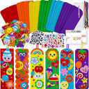 Winlyn 36 Sets Summer Crafts Kits DIY Whimsical Bookmarks Decorations Art Sets Fruits Treats Animals Sun Rainbow Foam Stickers for Kids Classroom Activities Reading Rewards Birthday Camp Party Favors