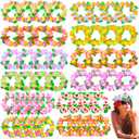 48 Pcs Luau Tropical Hawaiian Headband Floral for Summer Beach Holiday Birthday Pool Party Decorations Favors Supplies, 12 Colors
