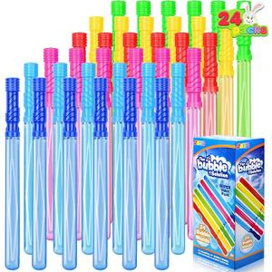 24 Pack Bubble Wands for Kids, 8 Colors Bubbles Stick Bulk, 14.6" Easter Party Favor Summer Toy for Children