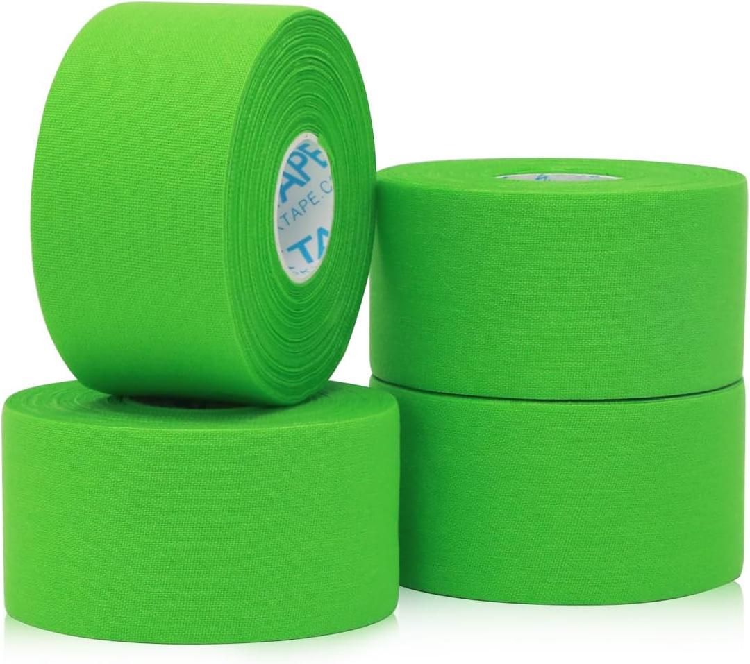 OK TAPE Athletic Sports Tape4 Packs) - 45ft Per Roll Very Strong Tape for Athlete & Sport Trainers & First Aid Injury Wrap, Perfect for Fingers Ankles Wrist on Bat, Hockey Stick - Green