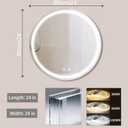 24" LED Bathroom Mirror with Lighting,Round Mirror with Lighting,Bathroom Wall Mirror,3 Dimmable Light Colors,Bathroom Mirror with Touch Switch and Defogging,3000K-10000K