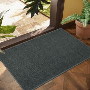 Ultra Thin Indoor Door Mat, Strong Non-Slip & Durable Entrance Mats | 47"X24" Gray Low-Profile Runner Mat, Long-Lasting, Easy-to-Clean, Pet-Friendly & Absorbent for Kitchen & Hallway, 2' x 3'11"