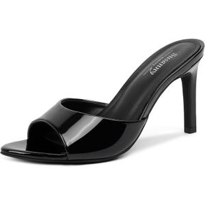 Susanny Women's Sandals Heels Mule High Heels Pointed Open Toe Sandals Sexy Slip on Heeled Summer Casual Wedding Prom Party Comfortable Dressy Shoes (6, Black)