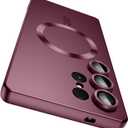 Magnetic for Samsung Galaxy S25 Ultra Case [Compatible with MagSafe][Built-in Camera Lens Protector] Slim Soft Silicone Bumper Shockproof Metallic Luster Phone Shell (Burgundy)