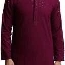 Sojanya, Since 1958 Men'S Pure Cotton Purple Sequence Long Kurta, XXL