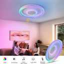 Bathroom Ceiling Light, Waterproof Shower Light with Bluetooth Speaker, Flush Mount Lighting Fixture Dimmable RGB Color Change, App+Remote Control Led Music Ceiling Lamp for Kids Room Bedroom