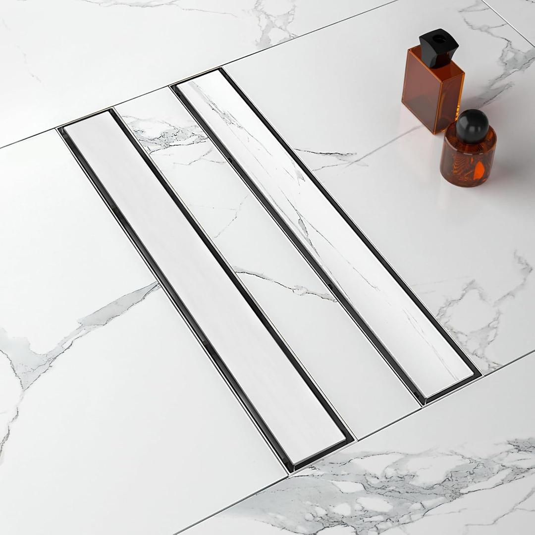 36 Inch Linear Shower Drain-Brushed Nickel, with Tile Insert Grate