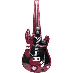 Patent Leather Guitar Shaped Bag for Women, Stylish PU Leather Shoulder Crossbody Bag, Punk Rock Musical Instrument Satchel