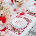 WRAPAHOLIC 50 Sheets Valentines Day Paper Place Mats - 11 x 17 Inch Disposable Placemat Love Heart Decorative Paper Table Mats for Dinner Table Setting Holiday Party Supplies