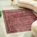 5x7 Soft Washable Area Rugs for Living Room and Bedroom, Non-Slip Stain Resistant Indoor Carpet, Cozy Floor Mat for Dining Room, Office, Under TableStain Resistant Persian red Floral