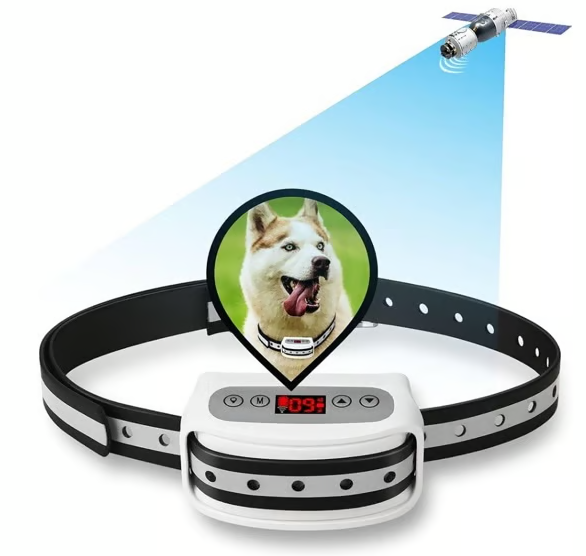GPS Wireless Dog Collar Fence System Electric Satellite Technology, White