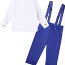 IDOPIP Baptism Christening Outfits for Boys Toddler Baby Wedding Birthday Outfit Gentleman Bowtie Shirt Suspenders Pants Suit