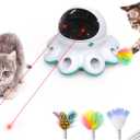 ORSDA Cat Laser Toy, 2-in-1 Interactive Automatic Motion Activated Moving 8 Holes Whack A Mole Feather, USB Rechargeable Electronic Smart Sensor Kitten Toys for Indoor Exercise (Robin Egg Blue)