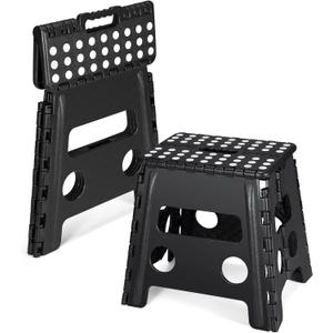 Dyforce Folding Step Stool 13", Heavy Duty Step Stools for Adults and Kids, Compact Foot Stools, Light-Weight Toddler Foldable Step Stool for Kitchen, Bathroom, Holds Up to 300 lbs (Black)