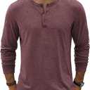 COOFANDY Men's Henley T-Shirt Long Sleeve Casual Lightweight Pullover Shirts Soft Stretch Basic Tees Fall Tops M
