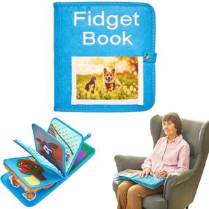 Fidget Book for Elderly | Fidget Blanket for Dementia | Dementia Products for Elderly | Gift and Activities for Seniors with Alzheimer's | Sensory Fidget Book (Blue)
