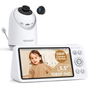 bonoch 1080p 5.5" Split Screen Baby Monitor with 2 Cameras, 7800mAh