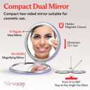 Travel Makeup Brush Holder & Pocket Mirror, Silicone Makeup Brush Organizer, Dirt-Resistant Easy to Clean Makeup Brush Bag with Anti-Fall Out Magnetic Closure (Lavender)