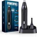 Nose Hair Trimmer for Men - 16000RPM Motor, LED Power Display, Portable Electric Ear & Eyebrow Grooming Kit, Nose Hair Cutter & Remover, Face & Body Clipper, Gift for Men (Black)