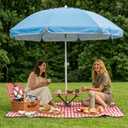 HYSHADE 7ft Portable Beach Umbrella Shade Umbrella with Sand Anchor, Beige