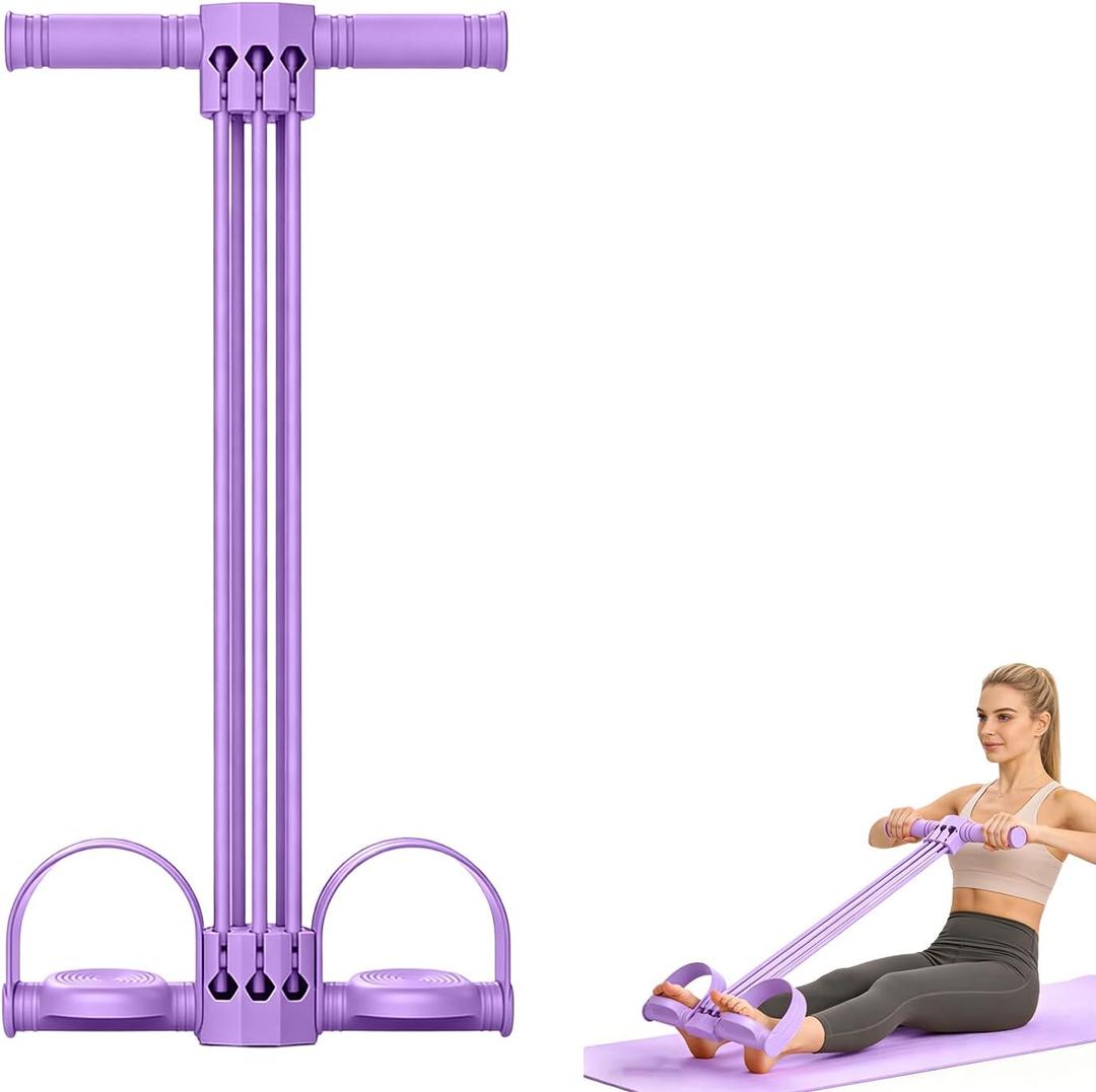 Pedal Resistance Bands with Handles, Upgrade 6-Tube Natural Rubber Foot Pedal Resistance Bands, Multifunction Fitness Bands for Abdomen Waist Arms Legs Training